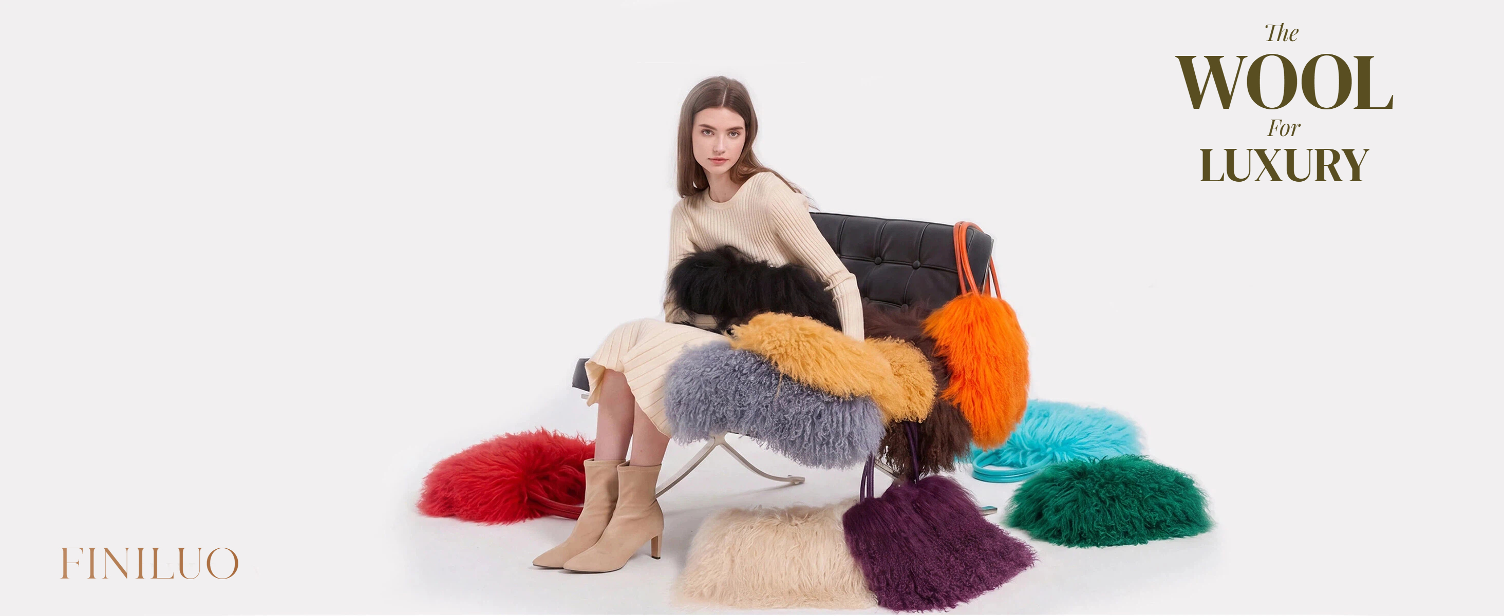 FINILUO Women Luxury Real Lamb Mongolian Flush Wool Fur With